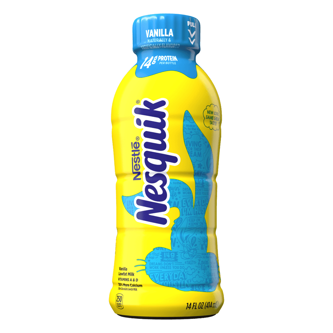 Nestle Nesquik Low Fat 1% Milk, Vanilla, 14 Ounce (Pack of 12) - Oasis Snacks