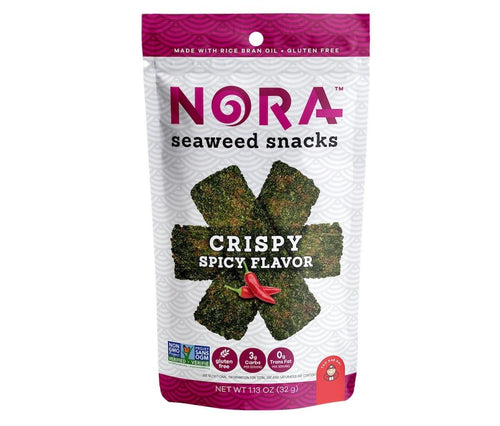 Nora Spicy Crispy Seaweed Original Premium Snack, 1.13 oz (Pack of 12) - Oasis Snacks