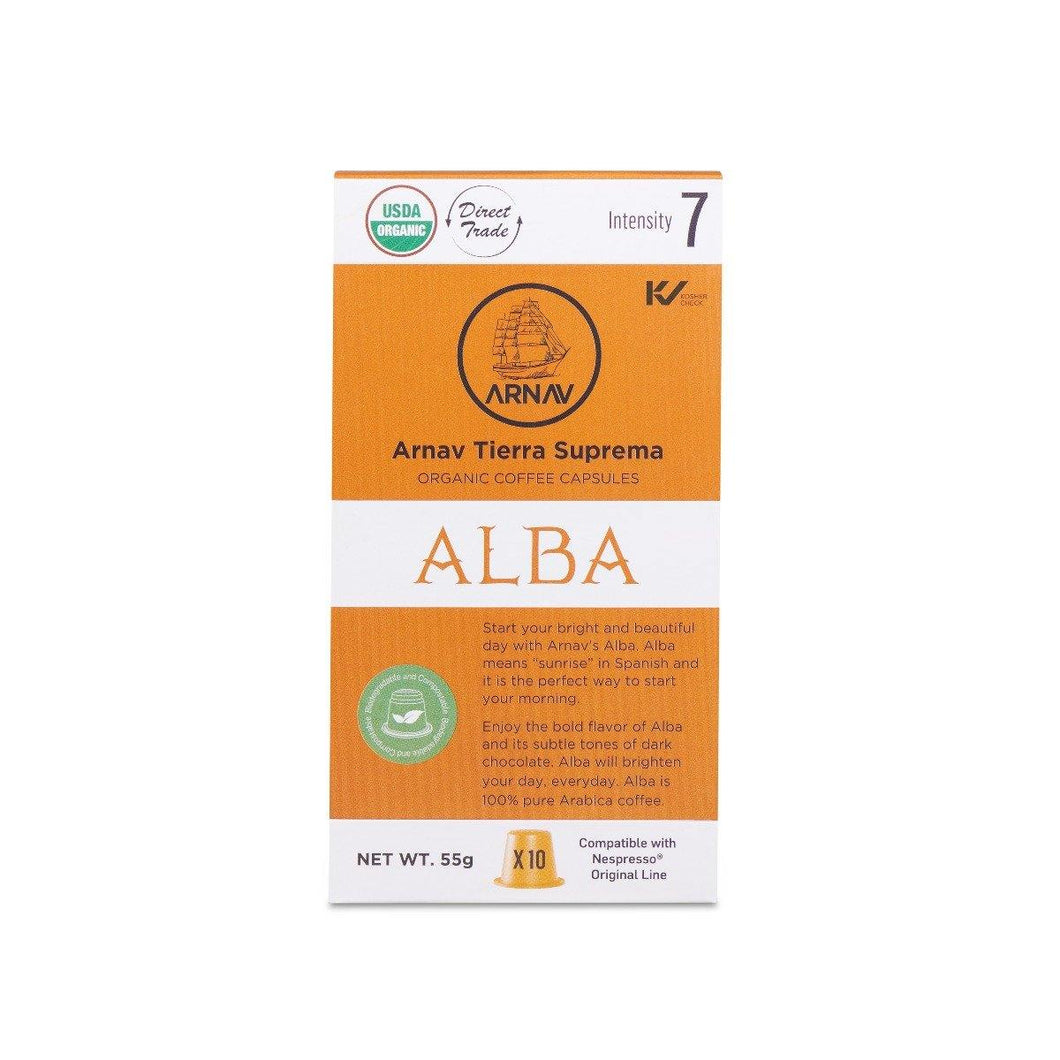 Arnav 100% Pure Arabica Organic Coffee Capsules, Alba, 1 Box (10 Capsules) - Oasis Snacks