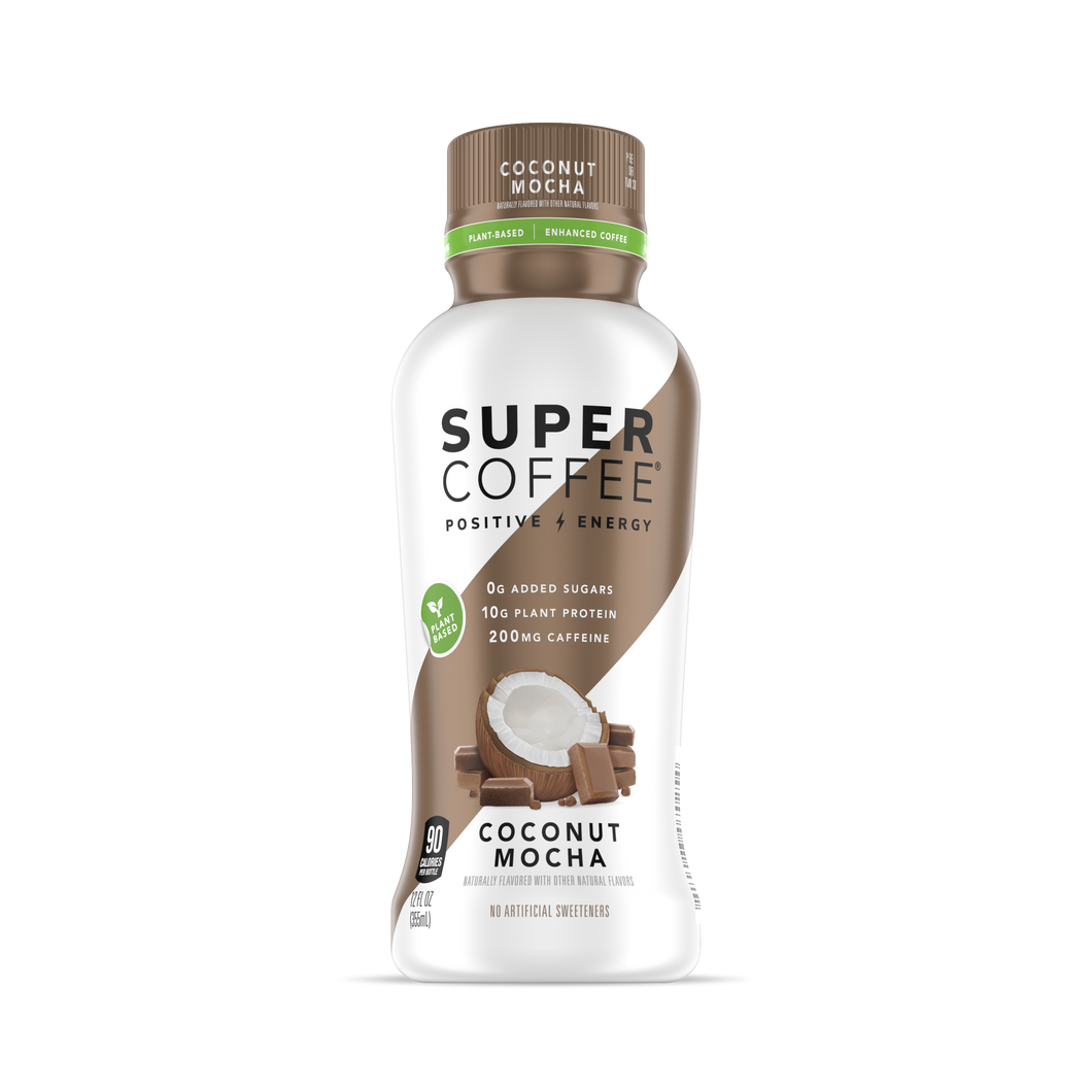 KITU Super Coffee Coconut Mocha, 10g Plant Protein, 12 oz (Pack of 12)