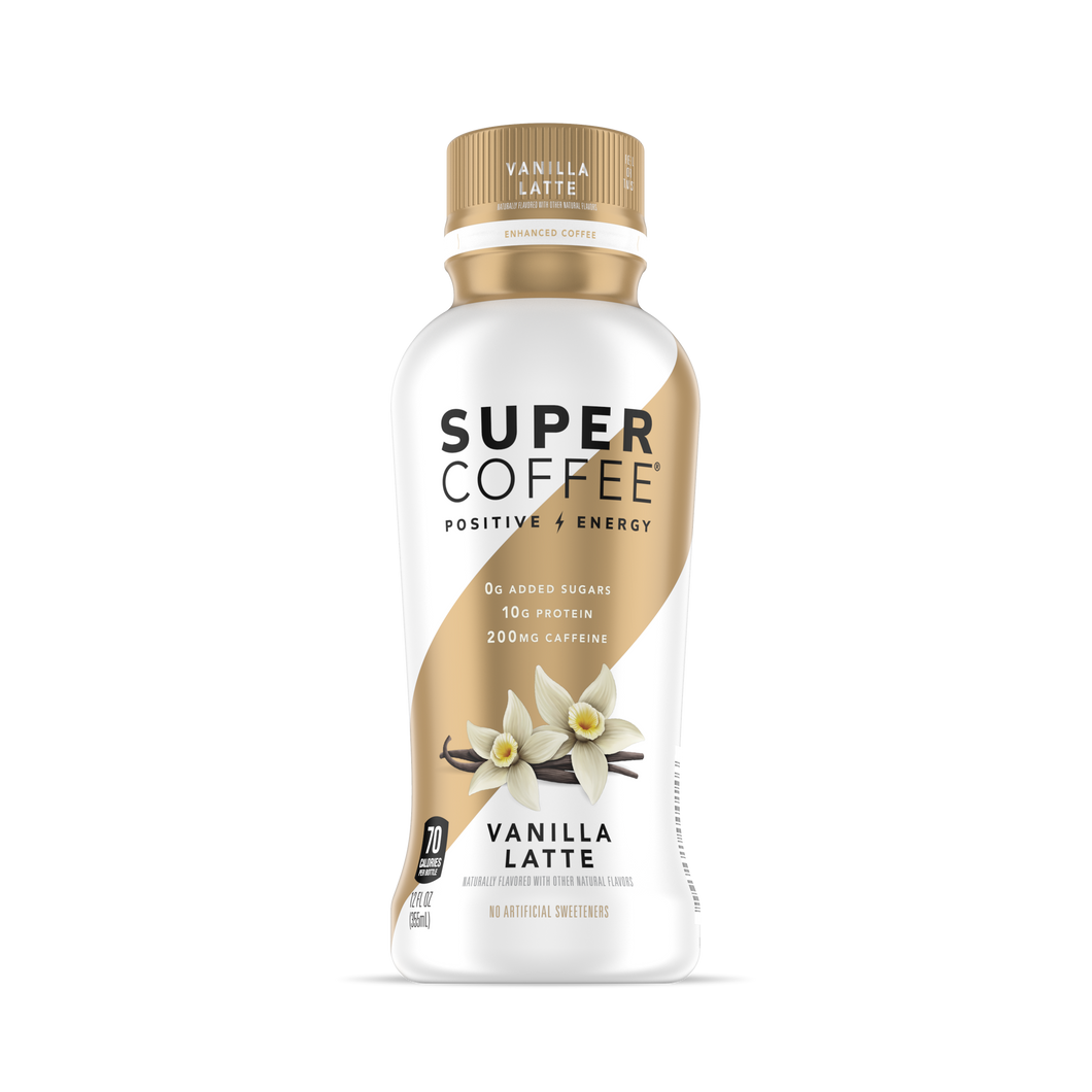 KITU Super Coffee, Vanilla Latte, 12oz (Pack of 12)