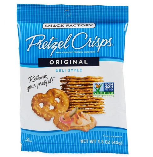 Snack Factory Pretzel Crisps, Original, 1.5 Ounce (Pack of 24) - Oasis Snacks