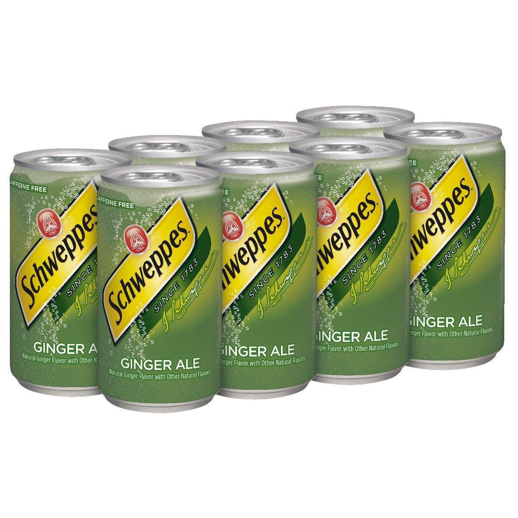 Schweppes Ginger Ale, 7.5oz Mini Cans (Pack of 24) - Oasis Snacks