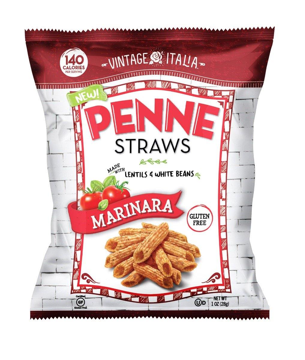 Penne Straws Pasta Snack Chips, Marinara, 1oz Bags (Pack of 8) - Oasis Snacks