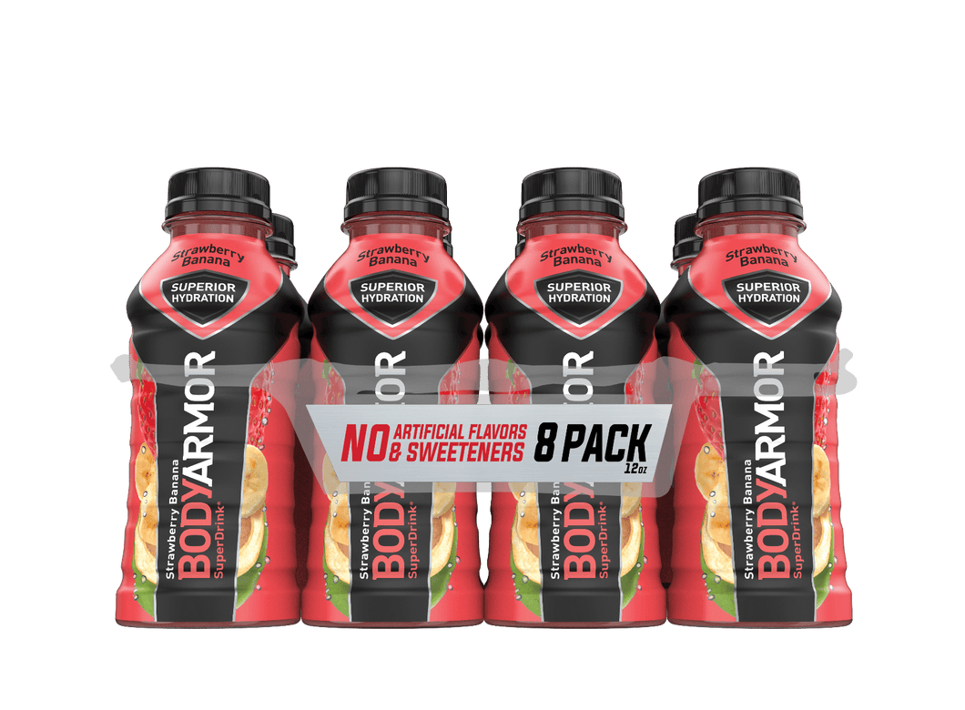 Bodyarmor Electrolyte Sports Superdrink, Strawberry Banana, 12 Ounce Bottles (Pack of 8) - Oasis Snacks