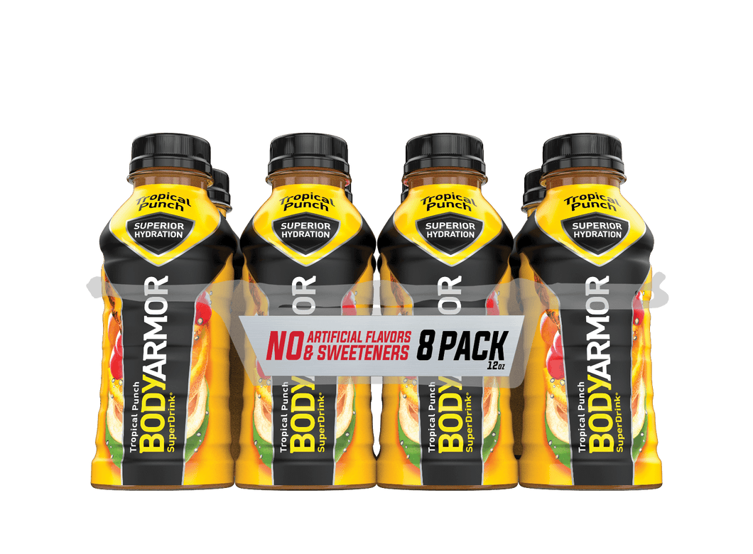 Bodyarmor Electrolyte Sports Superdrink, Tropical Punch, 12 Ounce Bottles (Pack of 8) - Oasis Snacks