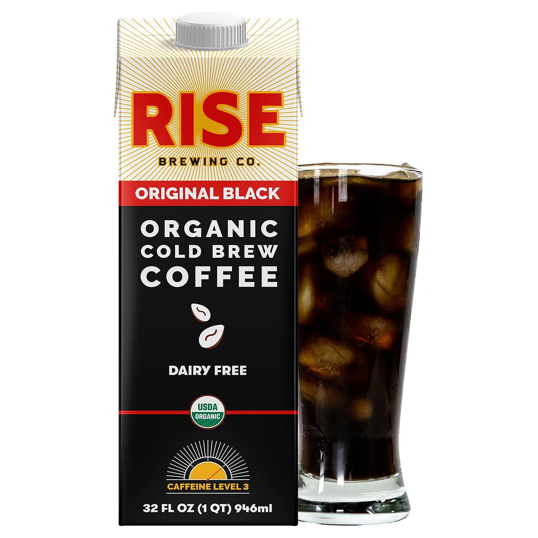 RISE Brewing Co. Cold Brew Coffee, Original Black, 32oz (Pack of 6)