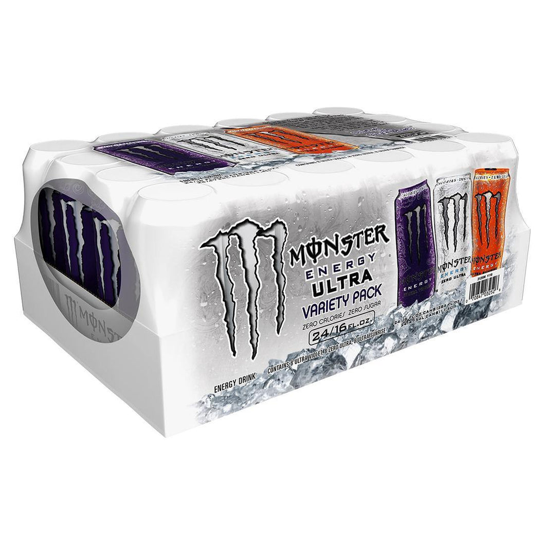 Monster Energy Ultra, 3 Flavor Variety Pack, 16oz (Pack of 24) - Oasis Snacks