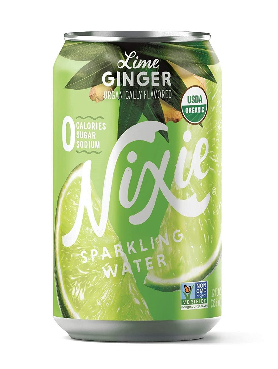 Nixie Sparkling Flavored Water, Lime Ginger, 12oz (Pack of 24) - Oasis Snacks