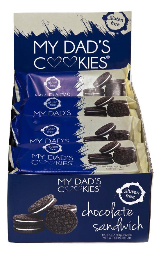 My Dad's Cookies, Gluten and Dairy Free, Chocolate Sandwich, 1.5oz Single Serve Packs (Pack of 12) - Oasis Snacks