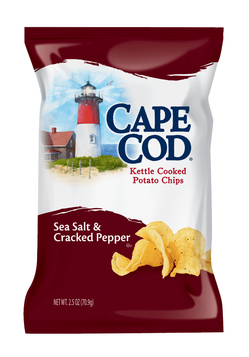 Cape Cod Kettle Potato Chips, Sea Salt and Cracked Pepper, 2.5 Ounce (Pack of 24) - Oasis Snacks