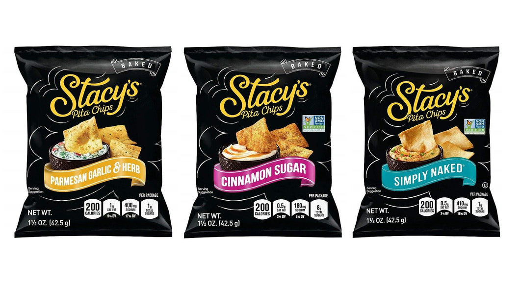 Stacy's Pita Chips, 3 Flavor Variety Pack, 1.5 Ounce Bags (Pack of 24) - Oasis Snacks