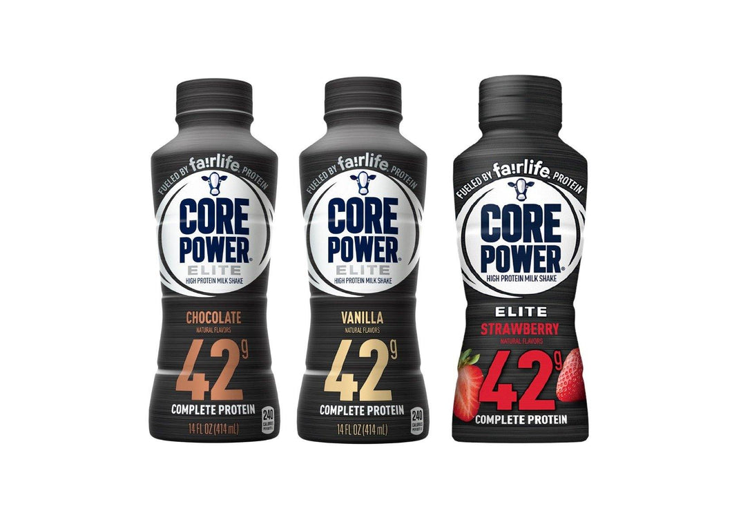 Core Power Elite High Protein, 42g Protein, Milk Shake, 3 Flavor Variety Pack, 14 oz (Pack of 6) - Oasis Snacks