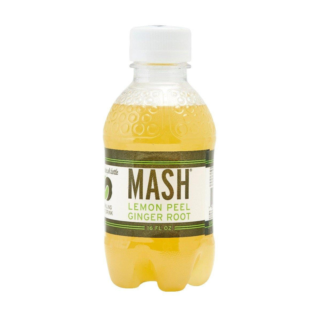 Mash Lemon Peel Ginger Root 16 Oz Plastic Bottles (Pack of 12) - Oasis Snacks