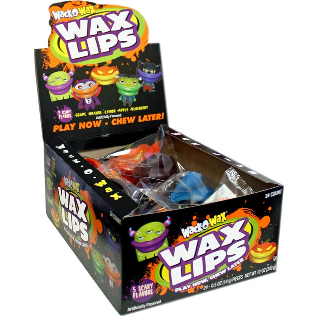 Wack-O-Wax Halloween Assorted Flavor Wax Lips Candy (Pack of 24)