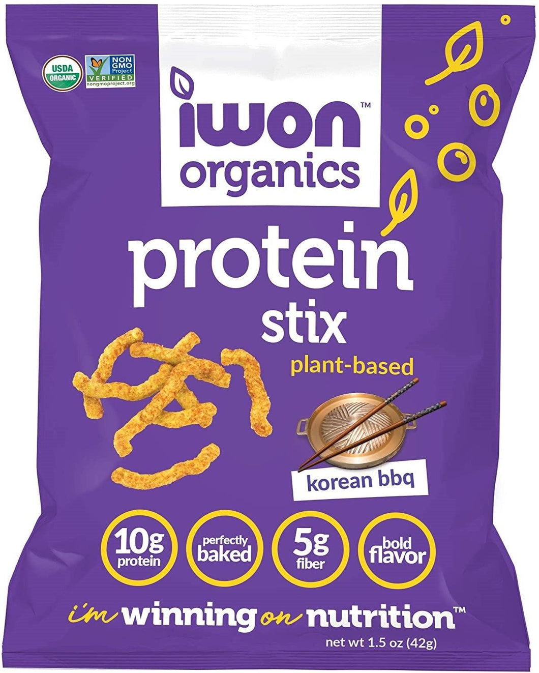 IWON Organics Snack Stix, Korean BBQ, 1.5oz (Pack of 8) - Oasis Snacks