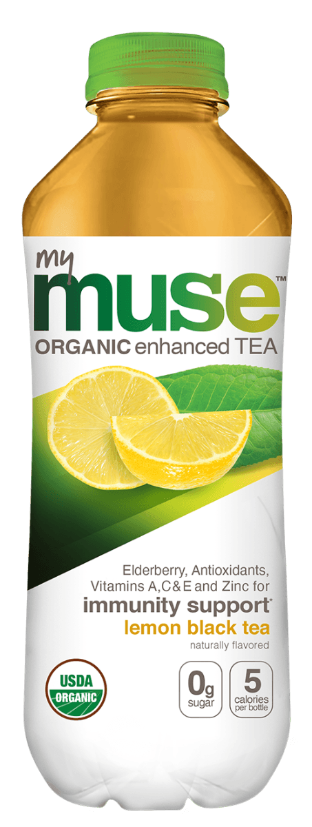 My Muse Organic Enhanced Tea, Lemon Black Tea, 16.9oz (Pack of 12) - Oasis Snacks