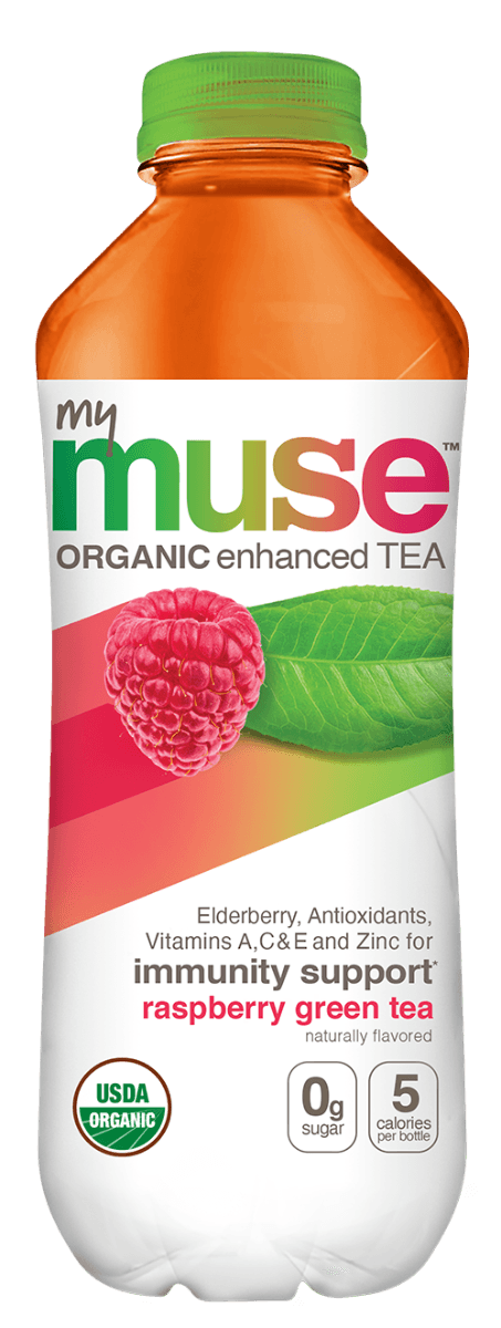 My Muse Organic Enhanced Tea, Raspberry Tea, 16.9oz (Pack of 12) - Oasis Snacks