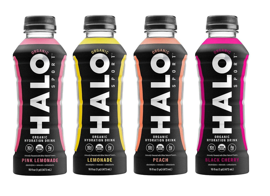HALO Sport Organic Electrolyte Hydration Drink, 4 Flavor Variety, 16 oz (Pack of 12) - Oasis Snacks