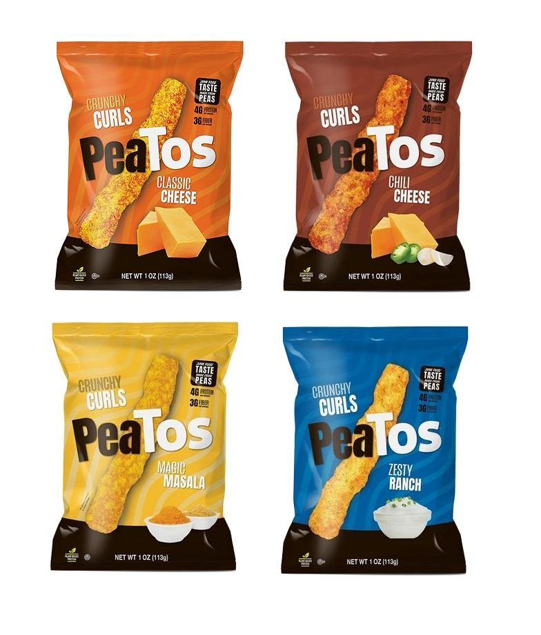 Peatos Crunchy Puffs Pea Plant Protein Snack, 4 Flavor Variety Pack, 1 Ounce (Pack of 12) - Oasis Snacks