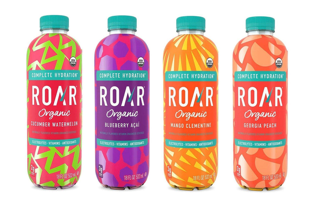 ROAR Organic Electrolyte Infusion Drink, 4 Flavor Variety Pack, 18 oz (Pack of 12) - Oasis Snacks