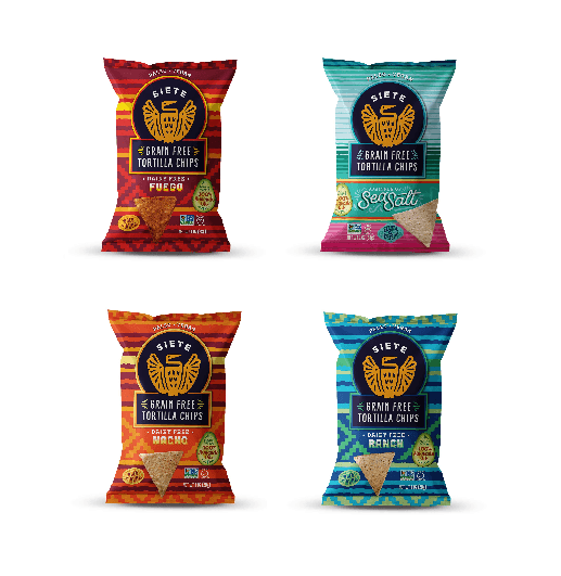 Siete Grain Free Tortilla Chips,4 Flavor Variety 1 oz (Pack of 12) - Oasis Snacks