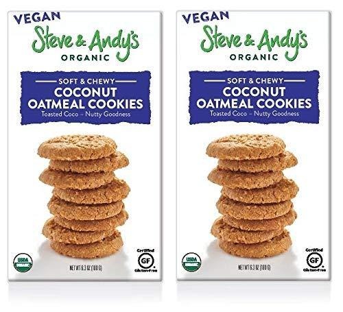 Steve & Andy's Organic Cookies, Vegan Oatmeal Coconut, 6.3oz (Pack of 2) - Oasis Snacks