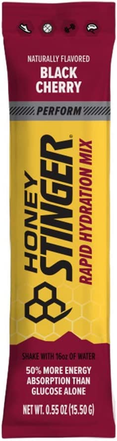 Honey Stinger Recover Rapid Hydration Powder, Black Cherry, 0.55oz (Pack of 10)