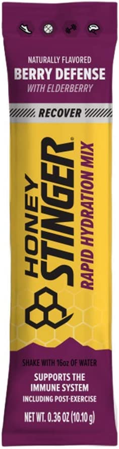 Honey Stinger Recover Rapid Hydration Powder, Berry Defense, 0.36oz (Pack of 10)
