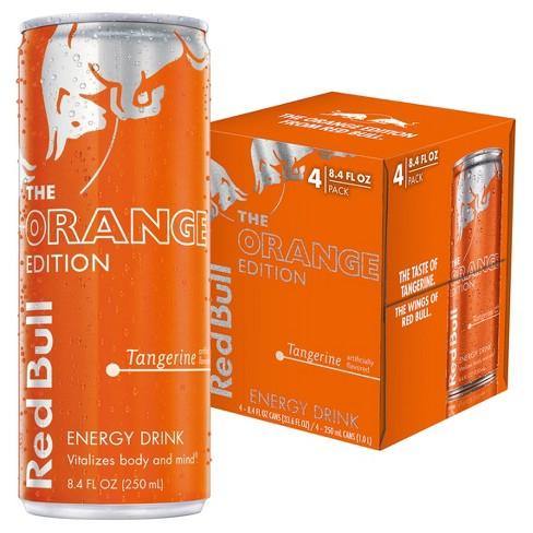 Red Bull Energy Drink Tangerine 8.4 Fl Oz, Orange Edition (6 Packs of 4) - Oasis Snacks
