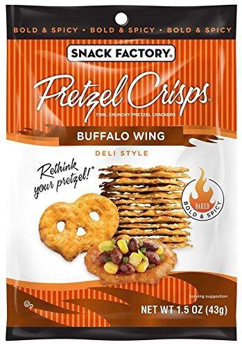 Snack Factory Pretzel Crisps, Buffalo Wing, 1.5 Ounce (Pack of 24) - Oasis Snacks
