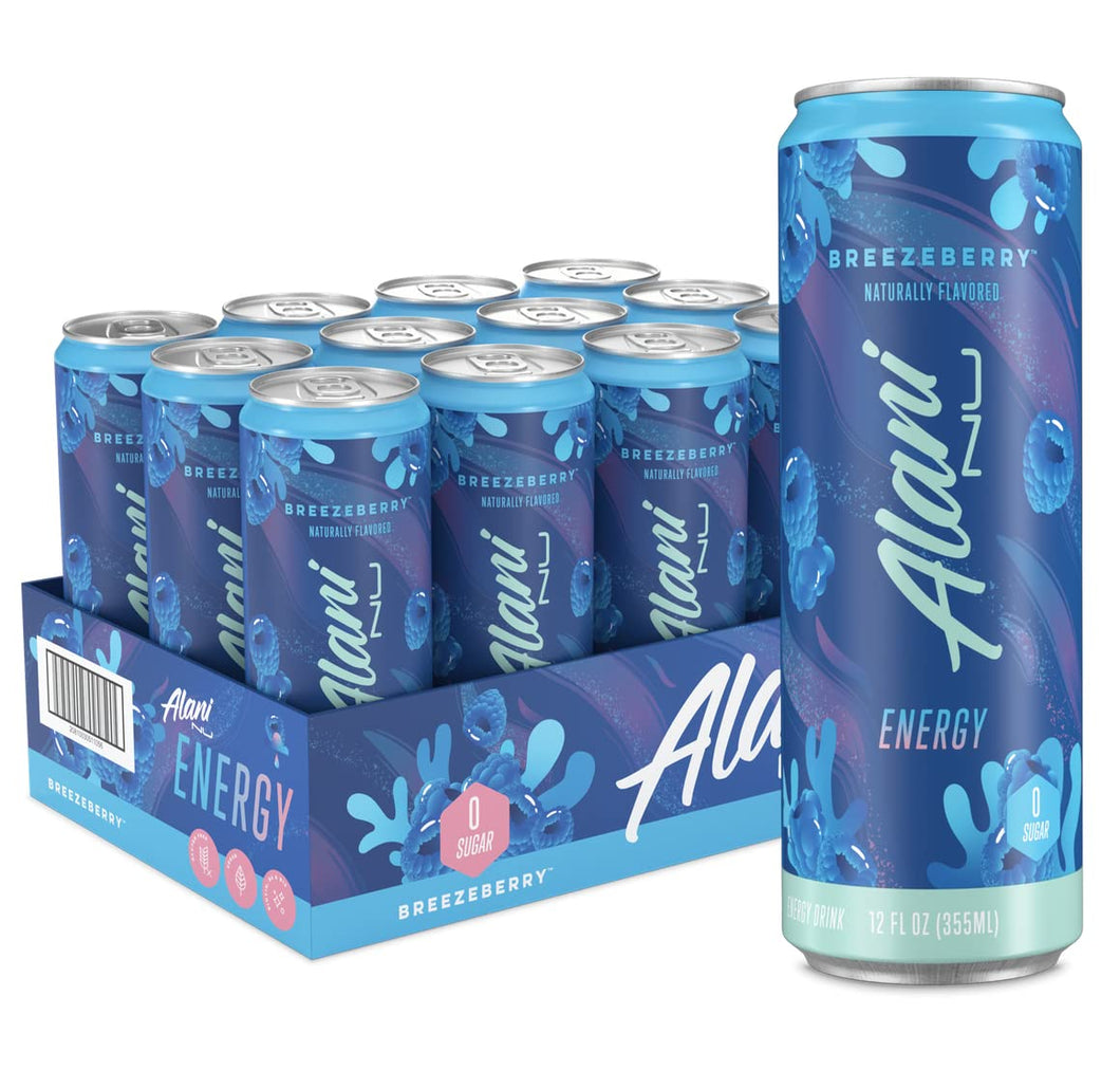 Alani Nu Sugar-Free Energy Drink, Breezeberry, 12oz (Pack of 12)