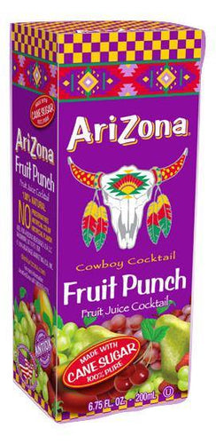AriZona Fruit Cocktail Juice, Fruit Punch, 6.75 fl oz Tetra Box (Pack of 32) - Oasis Snacks