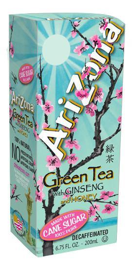AriZona Green Tea with Ginseng and Honey, 6.75 fl oz Tetra Box (Pack of 32) - Oasis Snacks