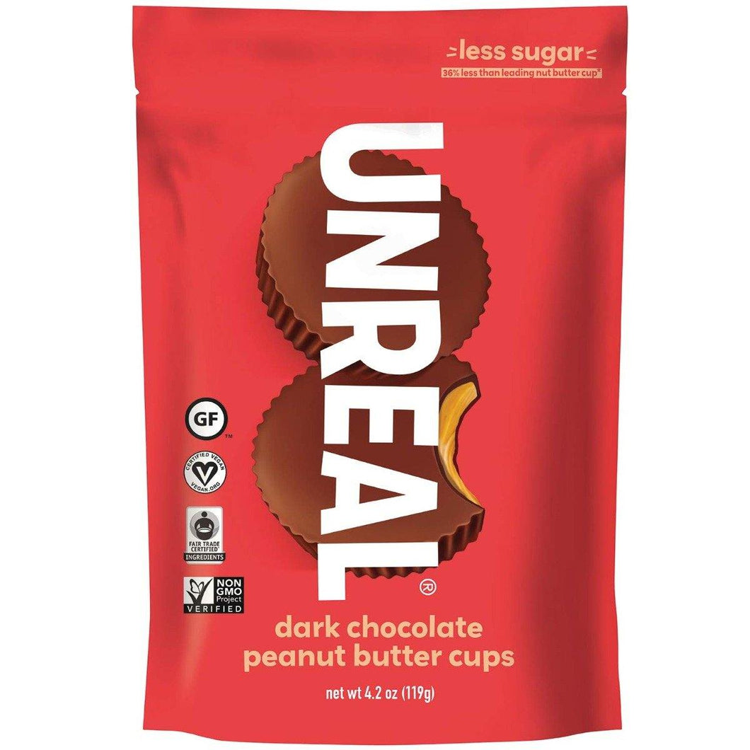UNREAL Dark Chocolate Peanut Butter Cups, 4.2oz (Pack of 6) - Oasis Snacks