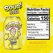 Load image into Gallery viewer, WARHEADS Soda, Sour Lemon, 12oz (Pack of 12)
