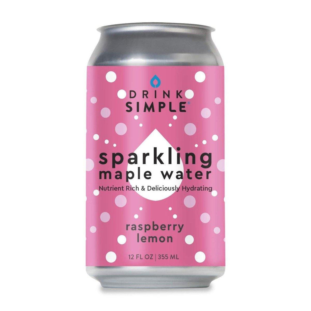 Drink Simple Sparkling Maple Water, Raspberry Lemon, 12oz (Pack of 12) - Oasis Snacks