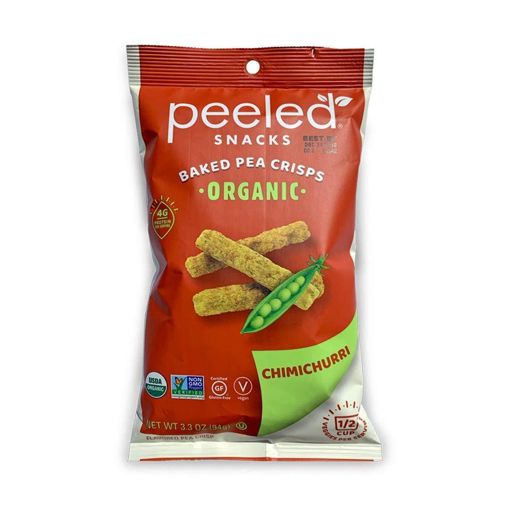 Peeled Snacks Organic Baked Pea Crisps, Chimichurri, 3.3 oz (Pack of 12) - Oasis Snacks