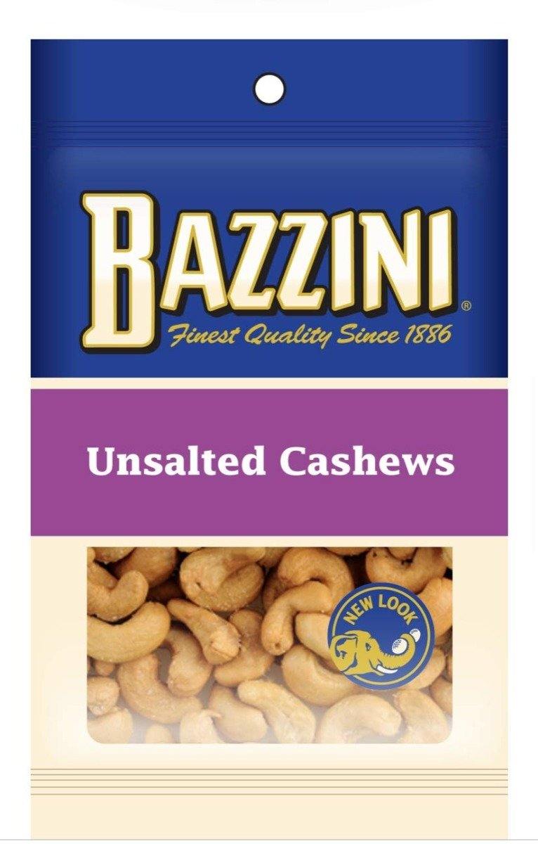 Bazzini Quality Nuts, Unsalted Cashews, 1.25oz (Pack of 12) - Oasis Snacks