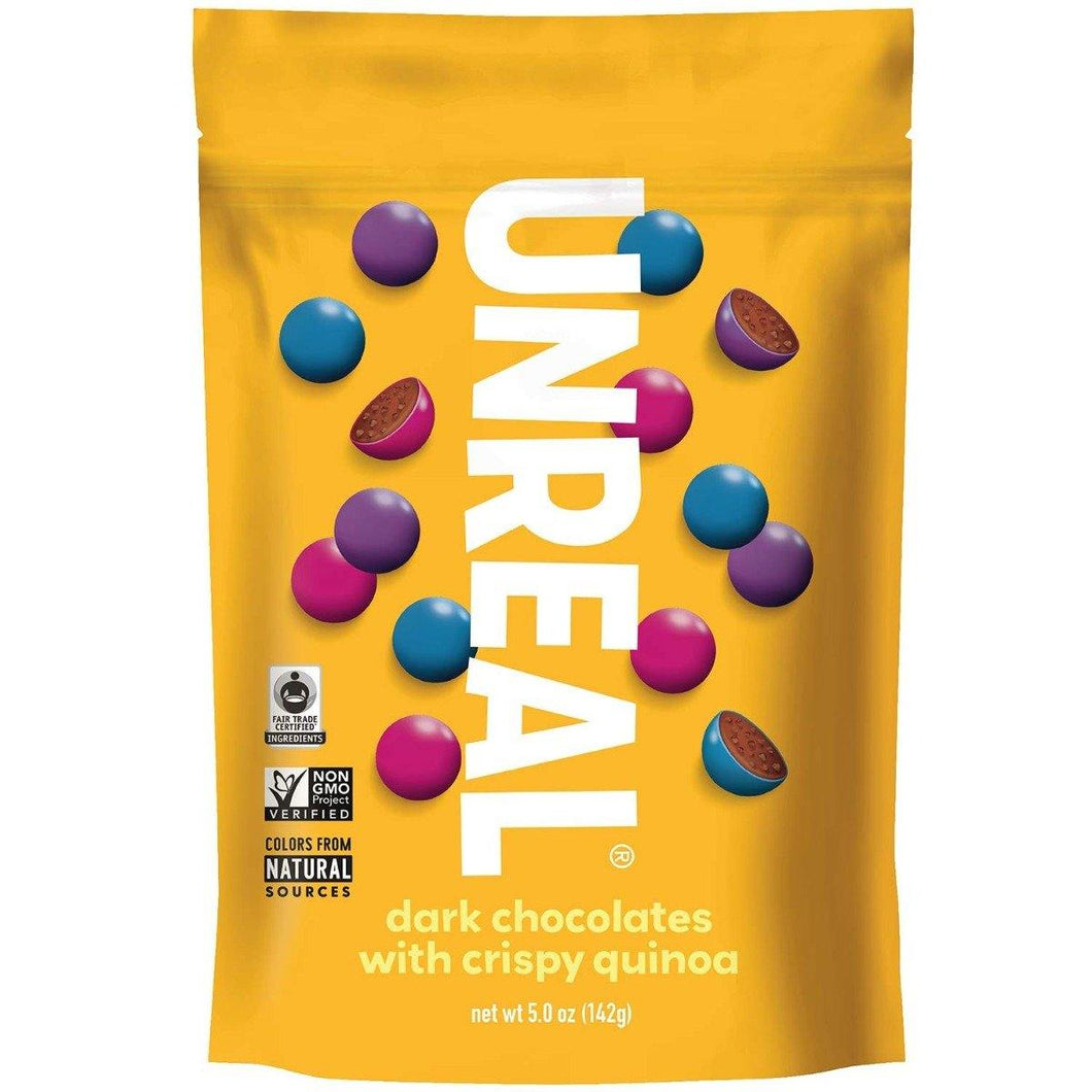 UNREAL Dark Chocolate Crispy Quinoa Gems, 5oz (Pack of 6) - Oasis Snacks