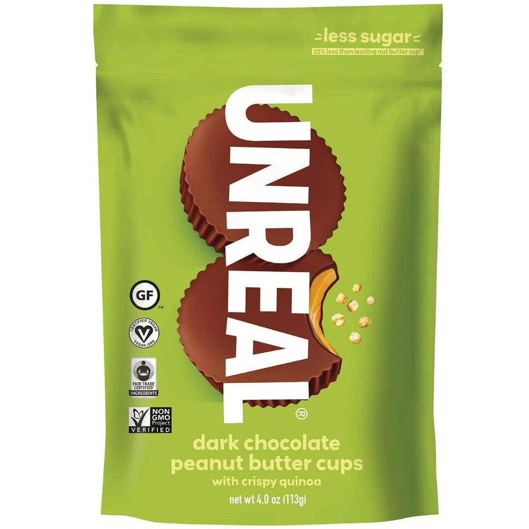 UNREAL Dark Chocolate Crispy Quinoa Peanut Butter Cups, 4oz (Pack of 6) - Oasis Snacks