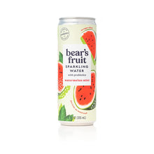 Load image into Gallery viewer, Bear&#39;s Fruit Sparkling Water with Probiotics, Watermelon Mint, 12oz (Pack of 12)

