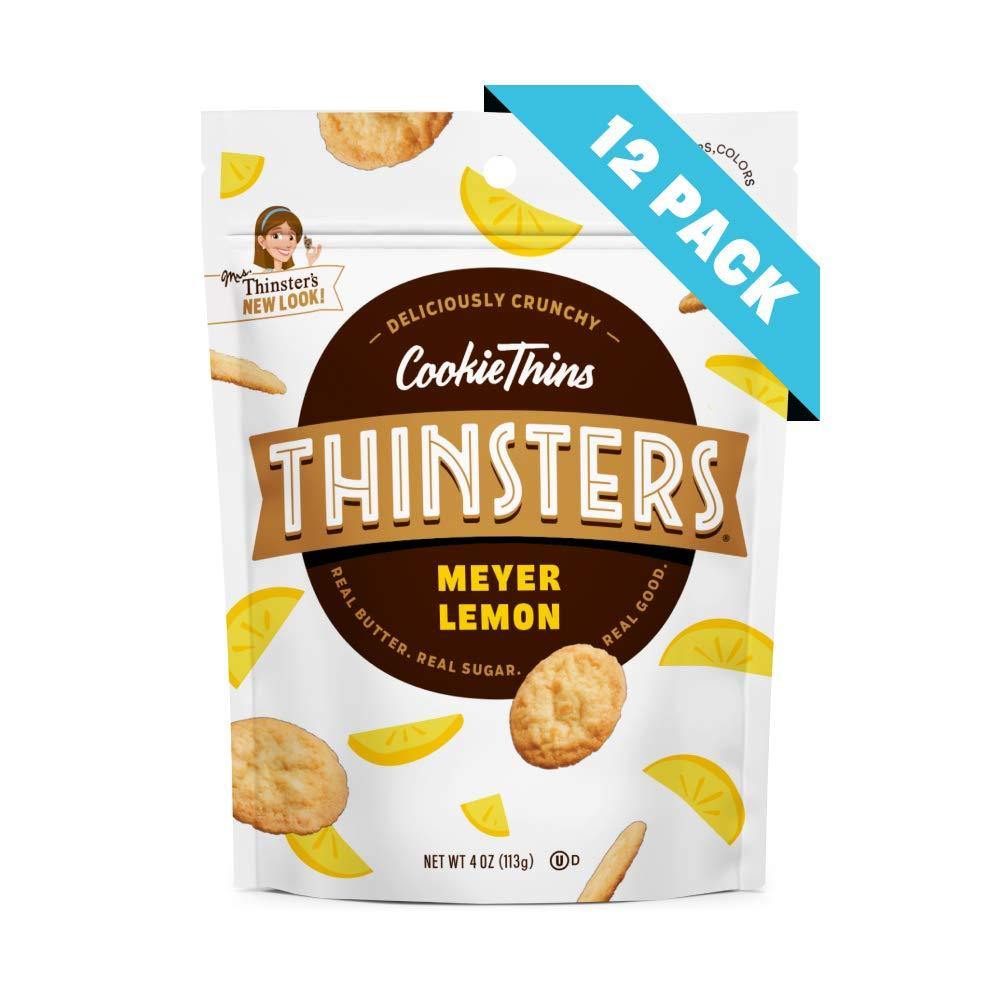 Mrs. Thinster's Cookie Thins, Meyer Lemon, 4 Ounce (Pack of 12) - Oasis Snacks