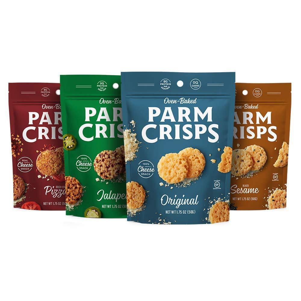 ParmCrisps, Made From 100% Real Parmesan Cheese, 4 Flavor Variety Pack, 1.75oz Bags (Pack of 4) - Oasis Snacks