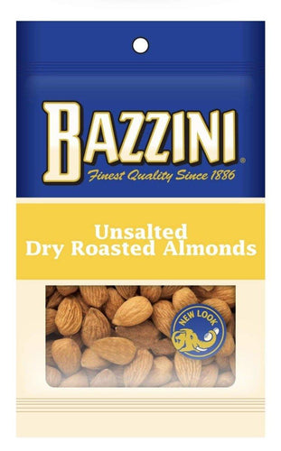 Bazzini Quality Nuts, Unsalted Dry Roasted Almonds, 1.25oz (Pack of 12) - Oasis Snacks