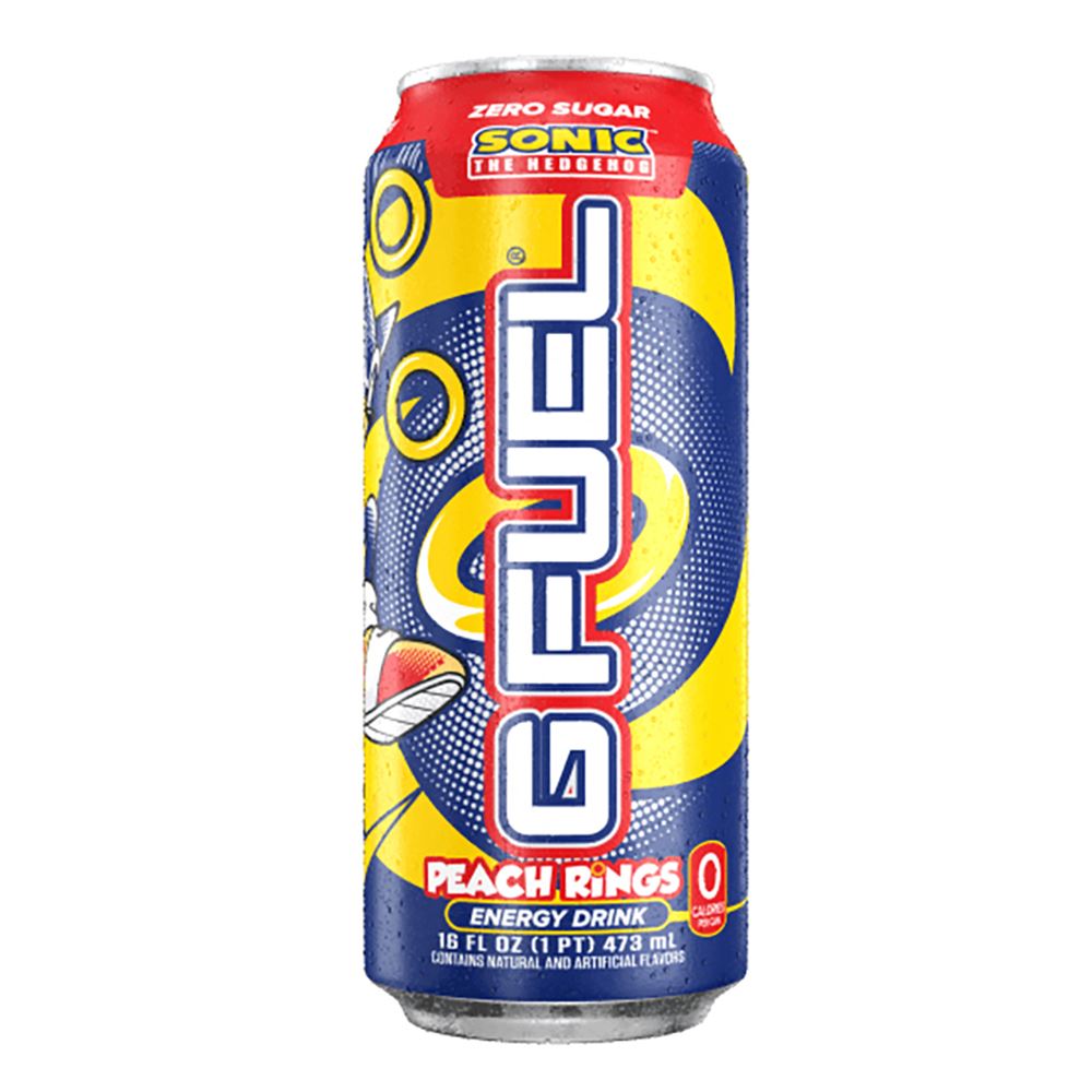 G FUEL Sugar Free Energy Drink, Sonic's Peach Rings, 16oz (Pack of 12)