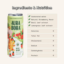 Load image into Gallery viewer, Aura Bora Herbal Sparkling Water, Basil Berry, 12oz (Pack of 12) - Oasis Snacks
