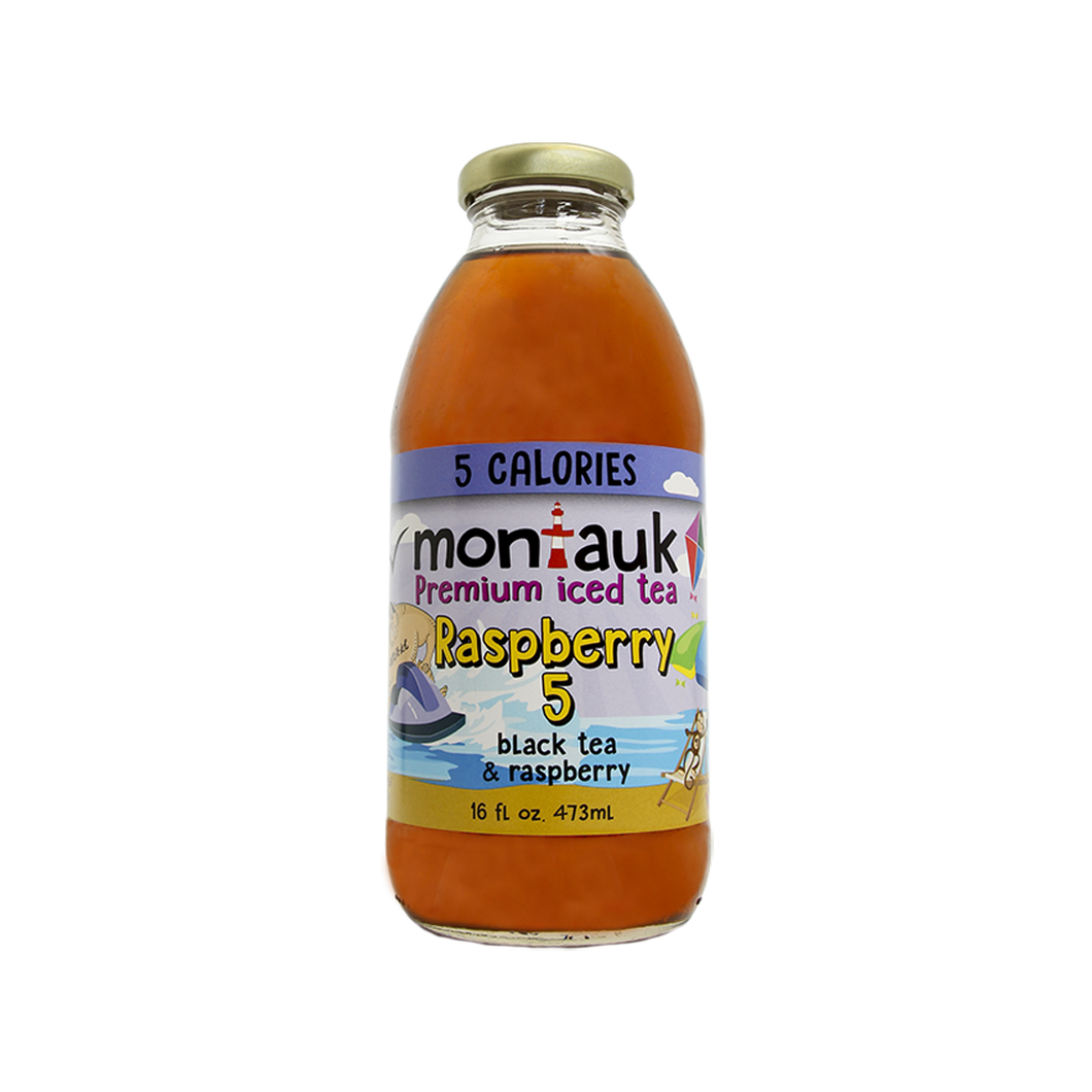 Montauk Premium Iced Tea, Raspberry Black Tea, 16oz (Pack of 12)