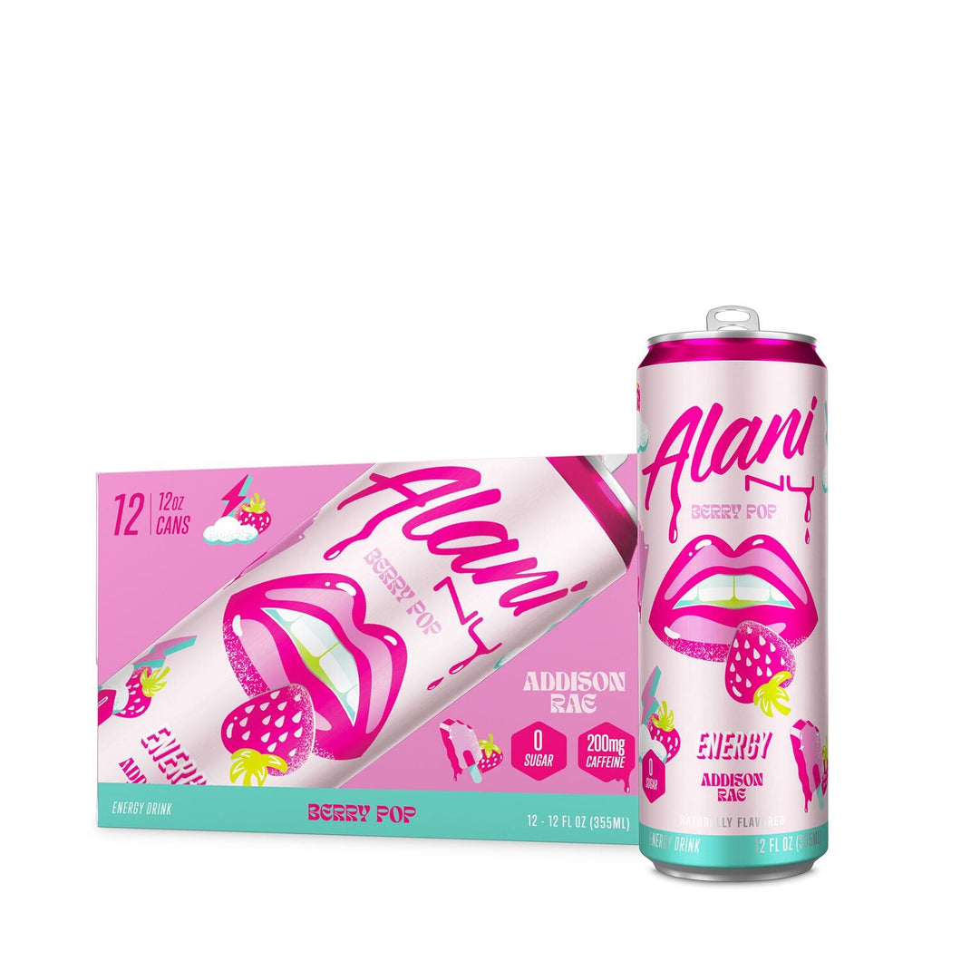 Alani Nu Sugar-Free Energy Drink, Berry Pop, 12oz (Pack of 12)