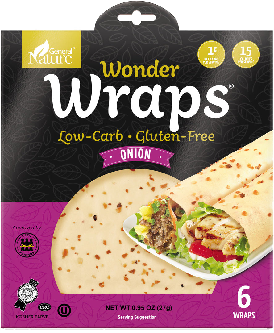 General Nature Low-Carb, Gluten-Free Wonder Wraps, Onion, 1.59oz, Multi-Pack